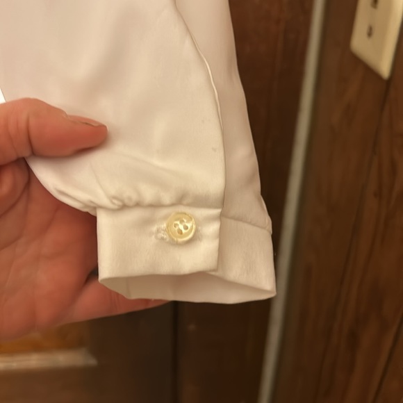 Vintage Angela Pellino White Pleated Polyester Blouse w/Decorative Collar Sz 12 - Picture 3 of 8